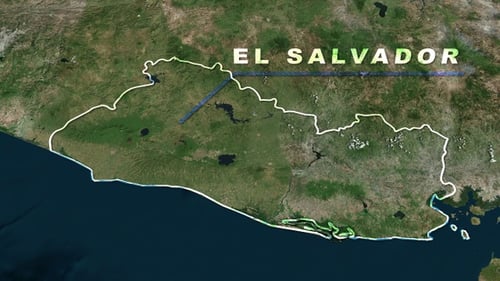 El Salvador Map Outline and Text Reveal Animation