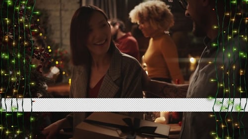 Festive Twinkling Christmas Lights Holiday Border