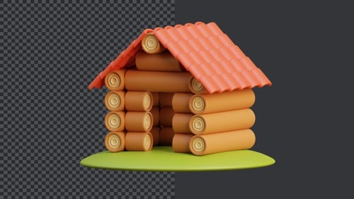 3D Animated Log Cabin Construction