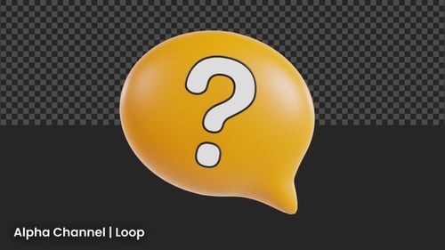 Animação de balão de fala com ponto de interrogação 3D | Alpha Channel