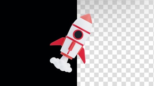 Modern 3D Rocket Launching Upwards Animation