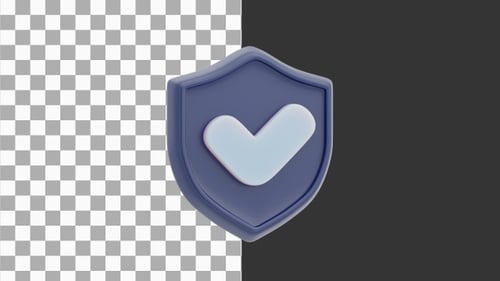 3D Animation of Security Protection Shield | Alpha Channel