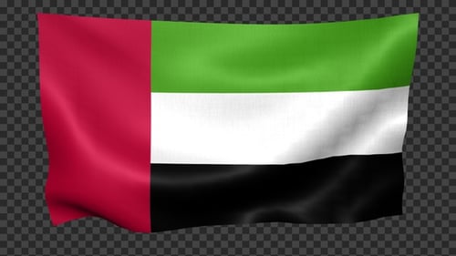 Realistic UAE Flag Waving Seamlessly with Alpha Channel