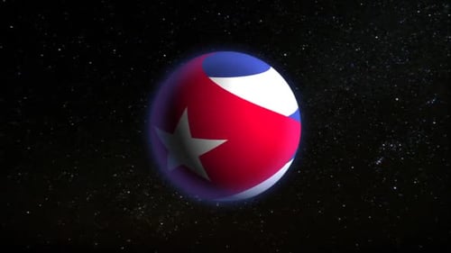 Abstract Spinning Sphere Revealing National Flag Animation