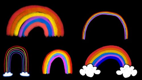 Hand Drawn Rainbow Animations Pack | Cute Doodle Rainbows with Alpha Channel