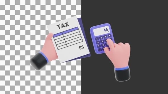 3D Animation of Tax Payment and Calculation | Alpha Channel, Elements ...
