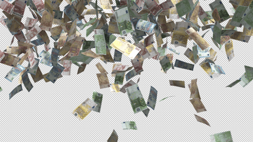 Raining With Euro Banknotes Flying Money 4k Transparent Background