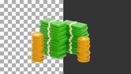 3D-анимация увеличения финансовых средств | Alpha Channel