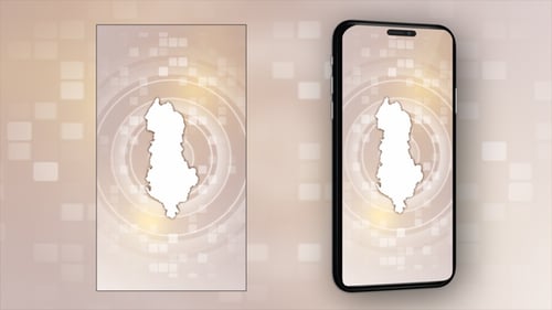 Albania Map Outline Reveal on Digital Corporate Background