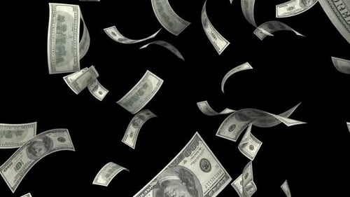 Falling US Hundred Dollar Bills Money Rain Loop