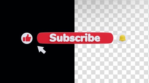 3D Animation of Subscribe Button with Like and Bell Icon