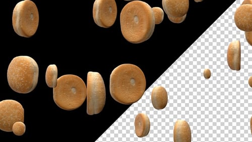 Falling 3D Burger Buns Seamless Loop