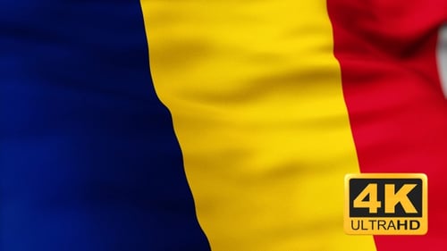 Realistic Blue Yellow Red Vertical Striped Flag Waving Animation