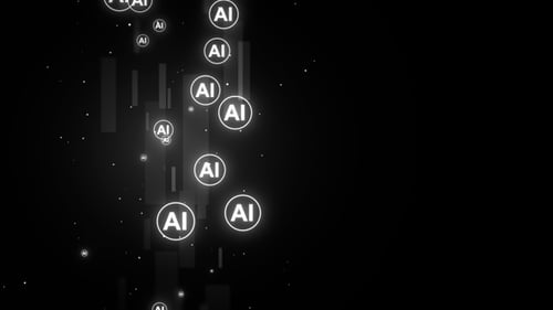 Futuristic AI Technology Flowing Upwards Abstract Digital Background