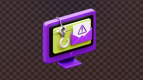 3D-Warnanimation zum Phishing-E-Mail-Betrug auf dem Computerbildschirm