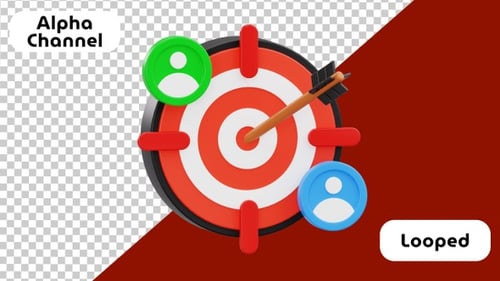 Audience Targeting, Bullseye with User Profiles in 3D | Alpha Channel