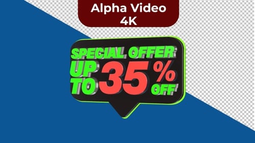 Animated 3D Special Offer Up To 35% Off Speech Bubble