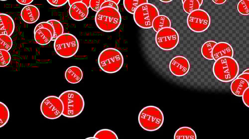 Animated Red Sale Tags Falling Transition