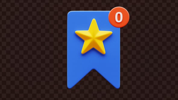 3D Animated Bookmark Star Icon with Notification, Elements Motion ...