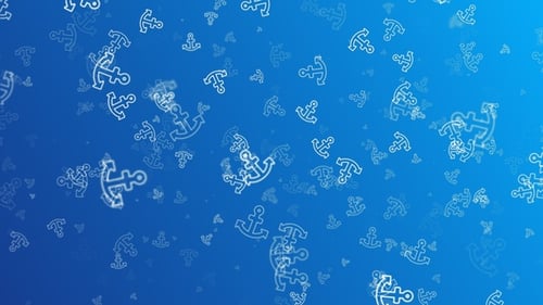 Animated Seamless Loop of Floating Anchor Icons on Blue