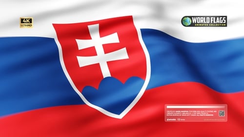 Slovakia National Flag Waving Loop Background