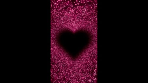Vertical video pink particles neon heart tunnel loop animation