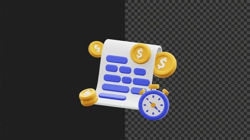 3D Budget Management Icon Animation Transparent Background
