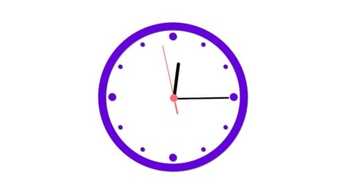 Flat Design Animated Clock with Ticking Hands