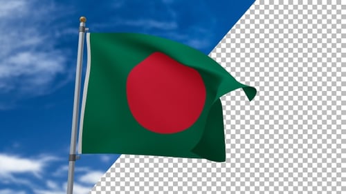 Waving Bangladesh Flag Animation with Alpha Channel