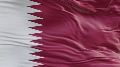 Realistic Waving Qatar Flag with Fabric Texture