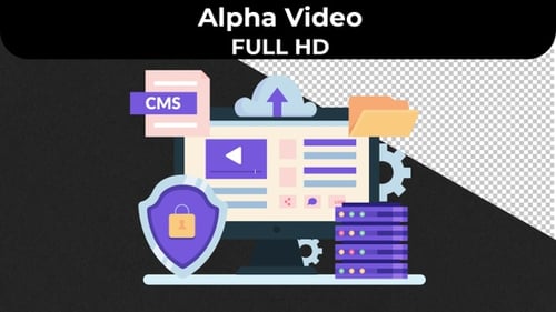 Flat Design Content Management System and Data Security Animation