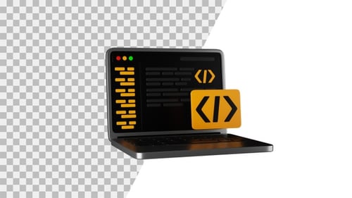 3D Animation Icon of Back End Developer | Alpha Channel