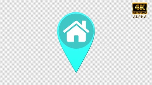 3D Animated Home Location Pin Icon for Maps and Real Estate