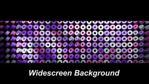 Abstract 3D Icon Grid Motion Background in Purple and Pink