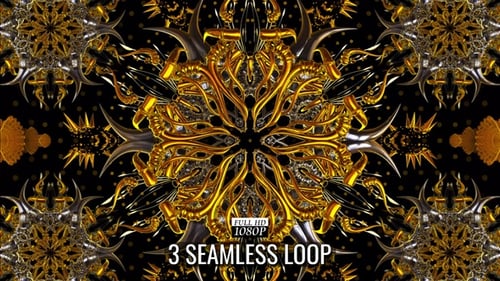 Abstract Gold Silver Metallic Kaleidoscope Loop Background