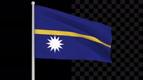 Nauru National Flag Waving Loop with Alpha Channel