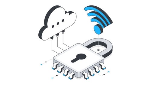 Secure Cloud Network Isometric Animation Alpha Channel