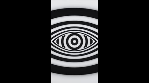 Vertical video black and white hypnotic eye optical illusion loop animation