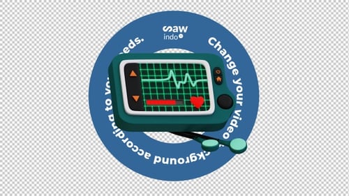 Moniteur ECG d'animation 3D - Boucle de fond transparente
