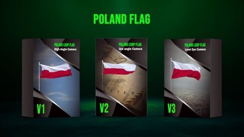 Animated Looping Poland Flag with Multiple Camera Angles