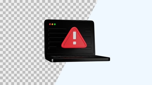 3D Error Message Pop-up on Laptop Screen
