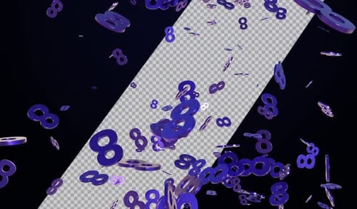 Abstract 3D Purple Number Eight Falling Loop with Alpha Channel