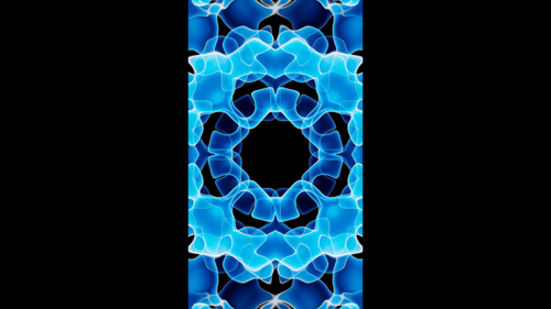 Abstract blue floral kaleidoscope loop animation background