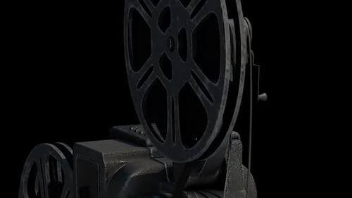 Vintage Film Projector with Rotating Reels Animation