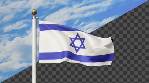Realistic Waving Israel Flag Animation with Alpha