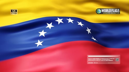 Animated Waving Venezuelan Flag with Realistic Fabric Texture