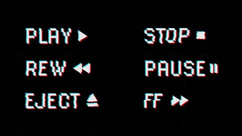 VHS Glitch Play Pause Stop Rewind Fast Forward Retro Screen Animation