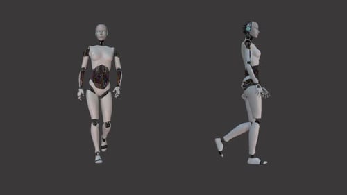 Female Android Robot Walk