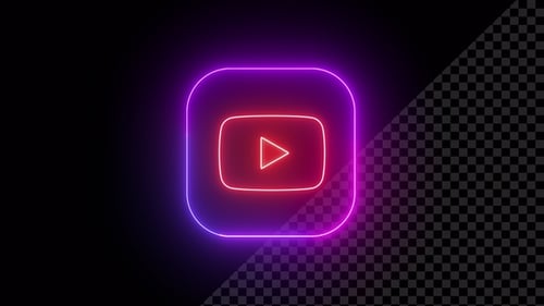 Glowing Neon YouTube Play Button Icon Animation Loop