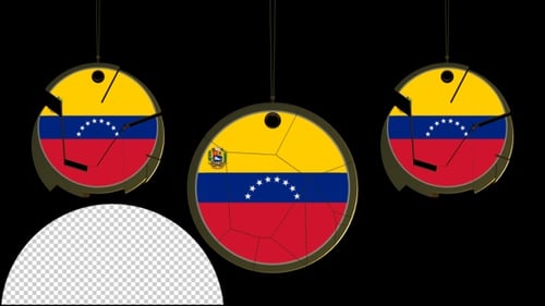 Venezuela Flag Reveal on a Hanging Geometric Metal Emblem